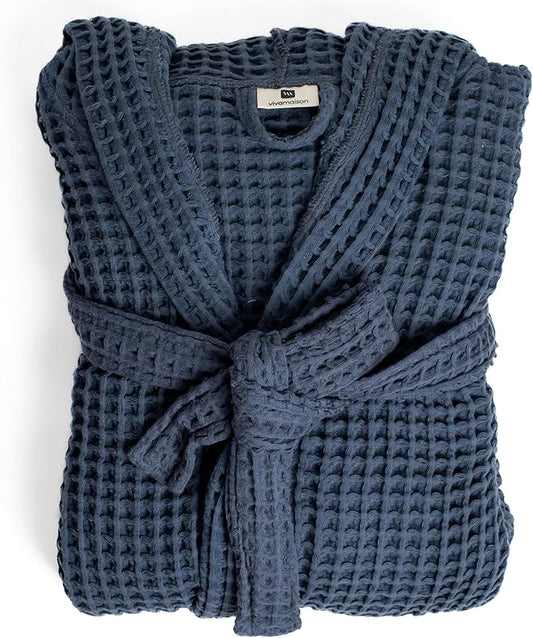 Men's Hooded Turkish Cotton Waffle Robe